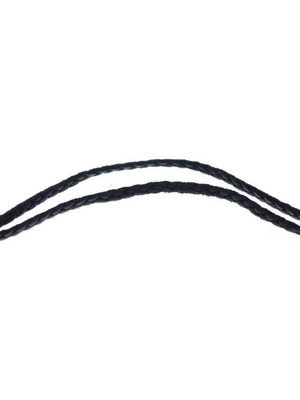 Chrome Hearts Leather Braid Scroll Necklace Black Silver